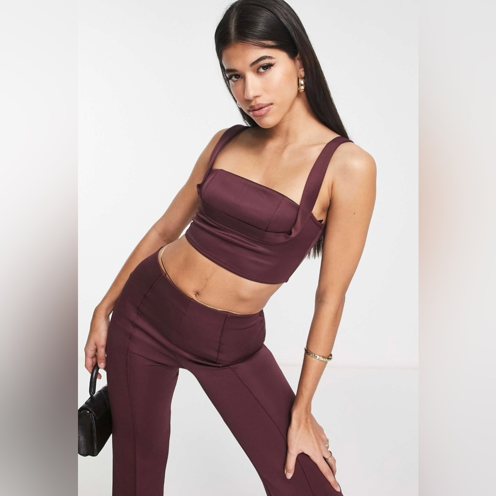 ASOS DESIGN scuba crop top & fitted straight leg pants with pintucks